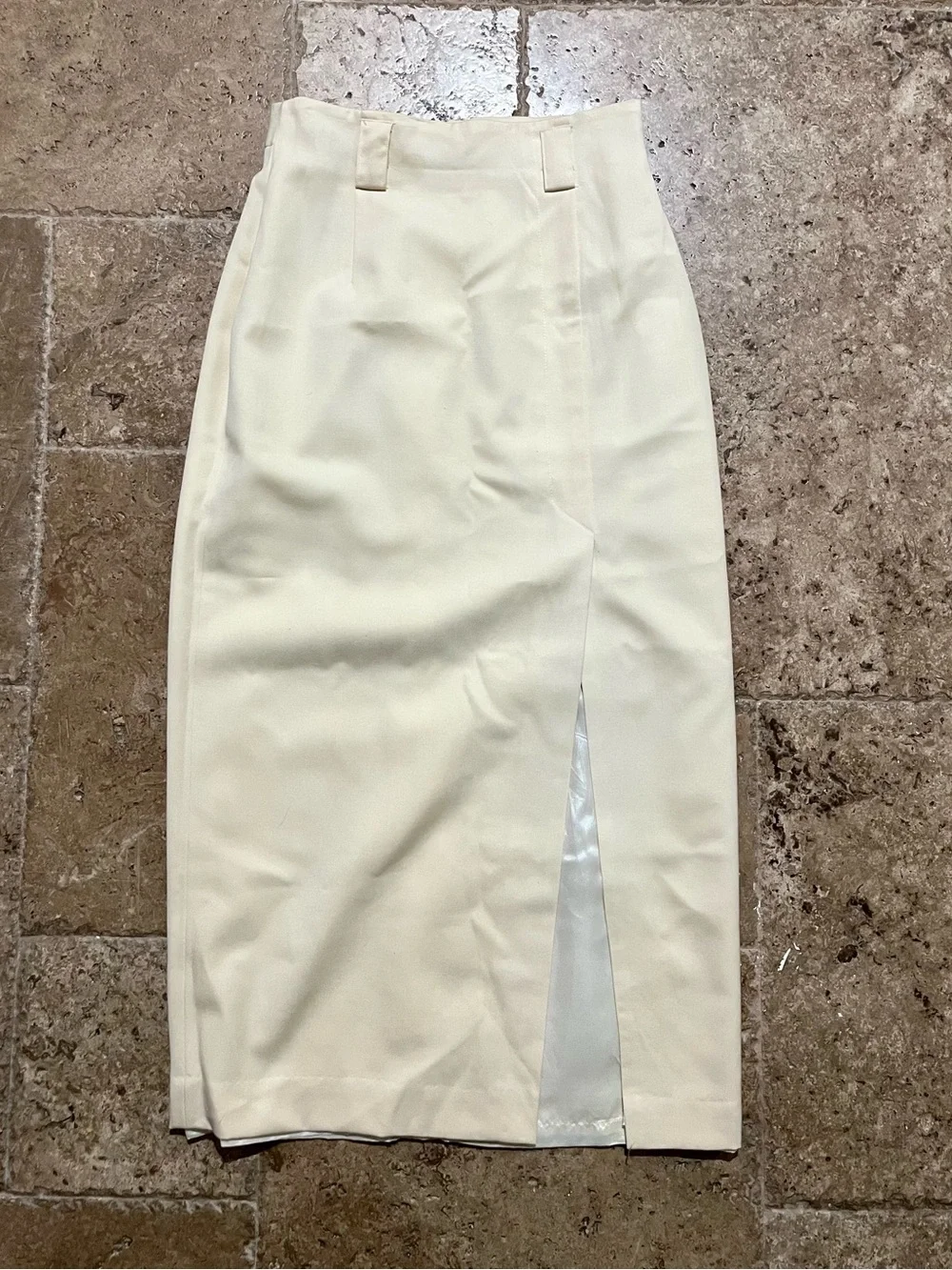 Vintage Verrazano Ivory 100% Wool Maxi Pencil Skirt Size 4
